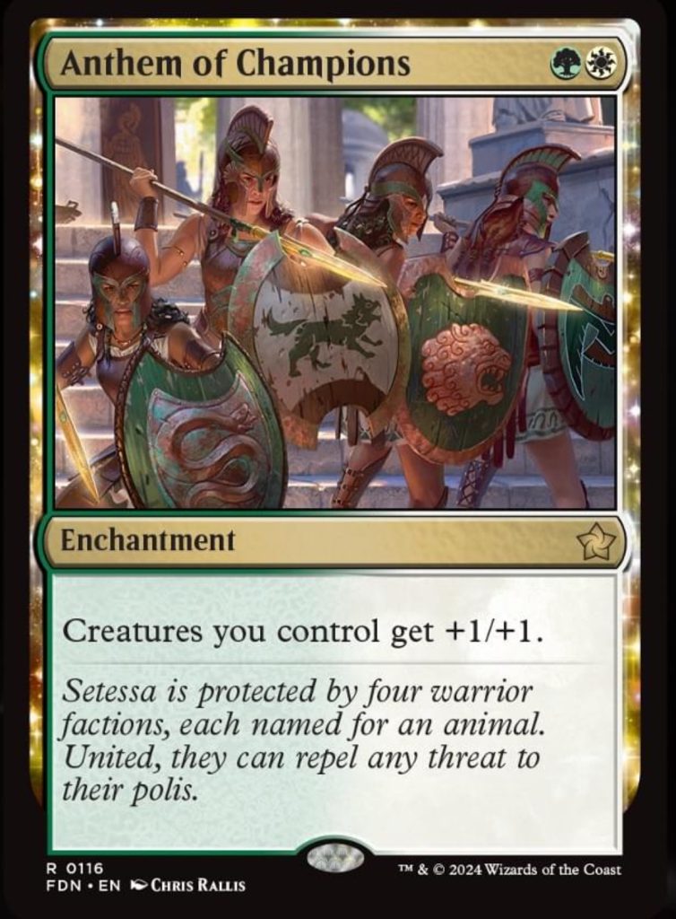 La carte "Anthem of Champions" présente dans MTG Foundations.