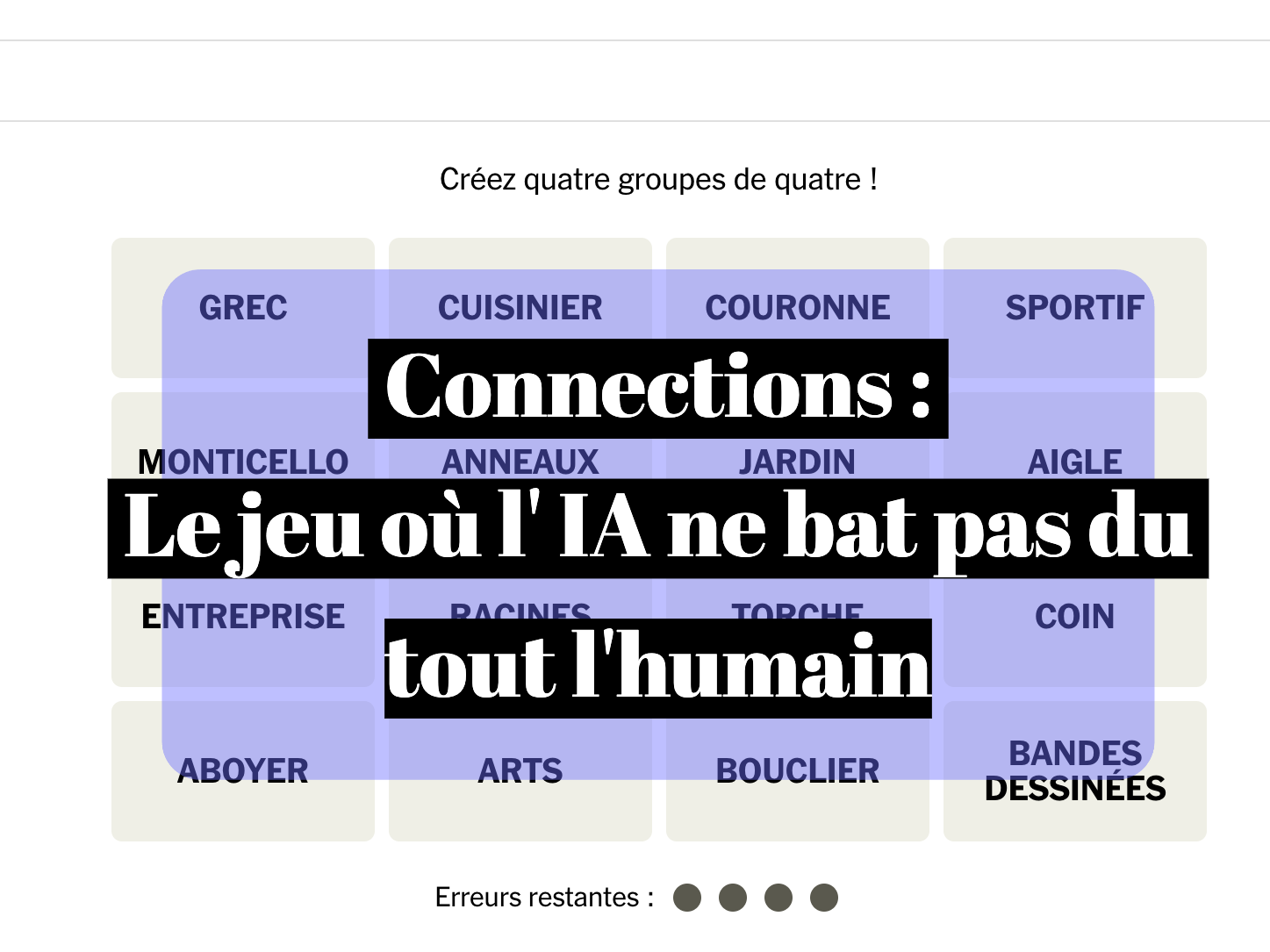 Connections, le jeu où l’IA ne bat pas (du tout) les humains