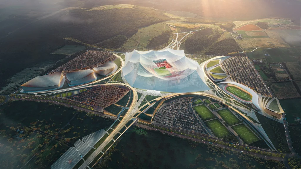 Le Grand Stade Hassan II au Maroc, futur plus grand stade de foot au monde.
