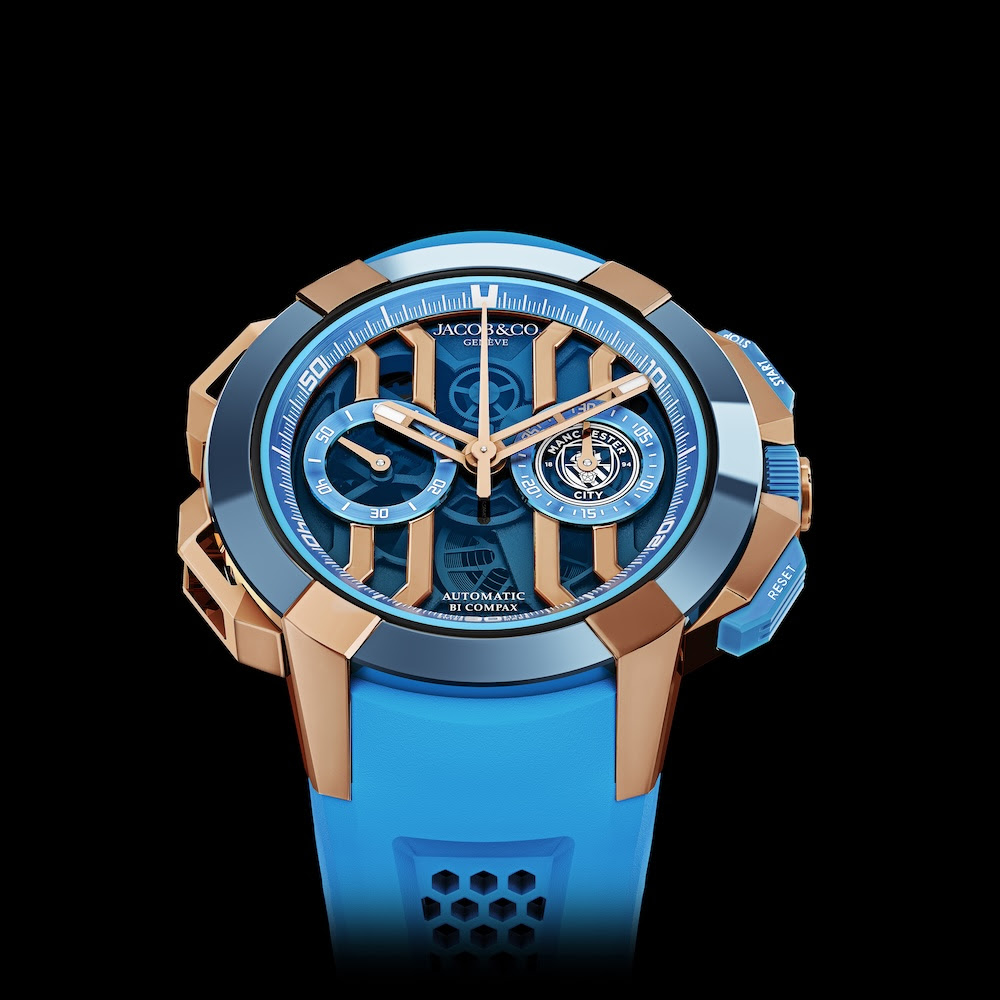 Epic X Chrono 44 Edition Manchester City en or rose/céramique bleue
